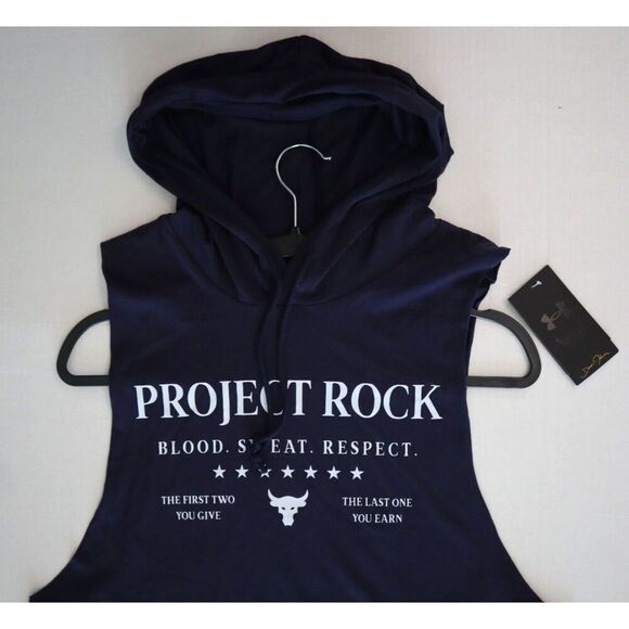 Under Armour 1382279-410 Men's Sz XL Navy Blue Project Rock Sleeveless Hoodie - Picture 5 of 8